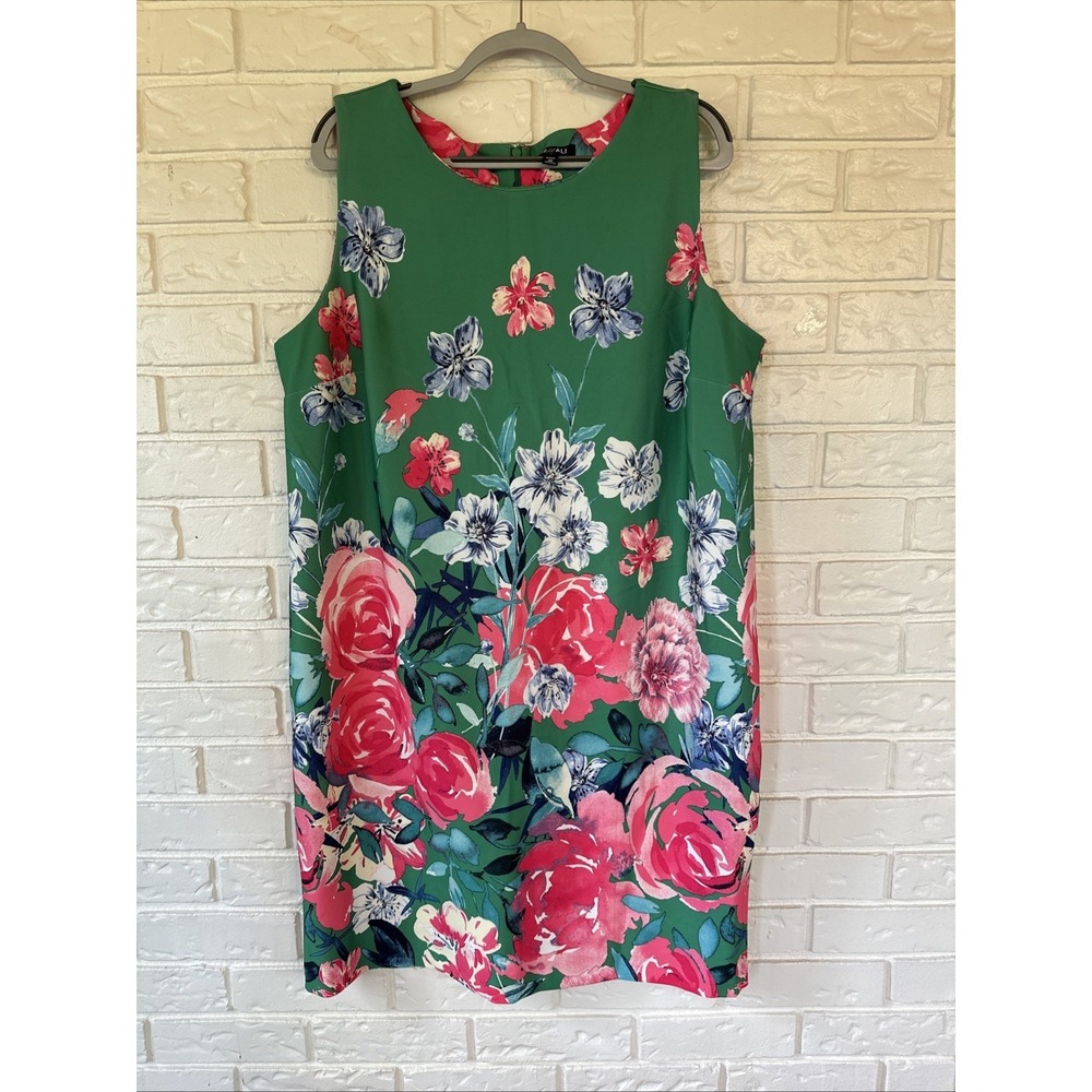 Roz & Ali Kelly Womens Colorful Wedding Guest Floral‎ Shift Dress Size 20